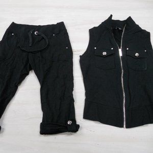 2 pc rhinestone studded bebe sport set - S/XS